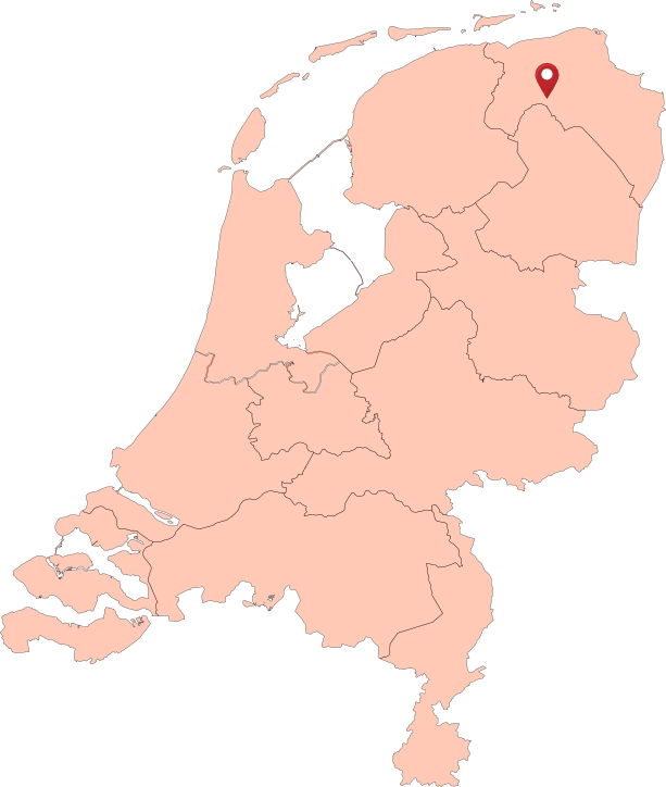 Nederland met een marker op Groningen