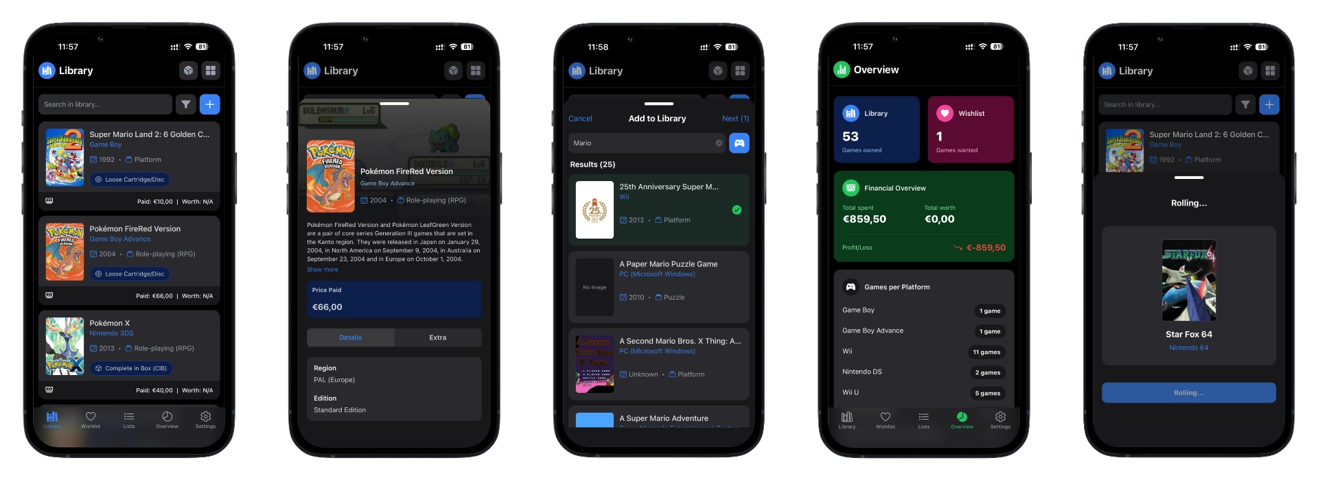 5 telefoons met de Gamestashr app
